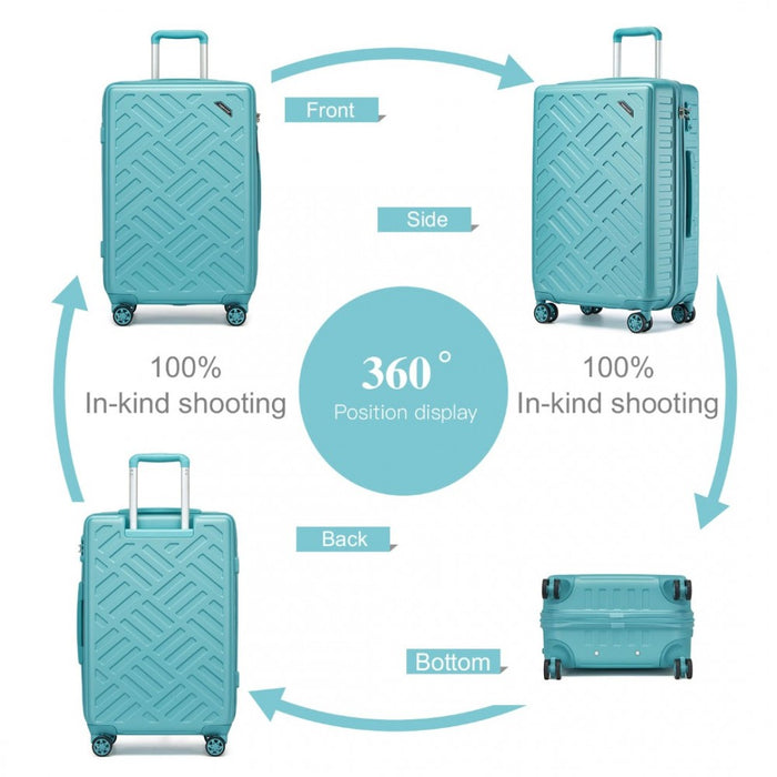 Geometric Pattern ABS+PC Hard Shell Check-In Suitcase with TSA Lock – 28-Inch – Blue