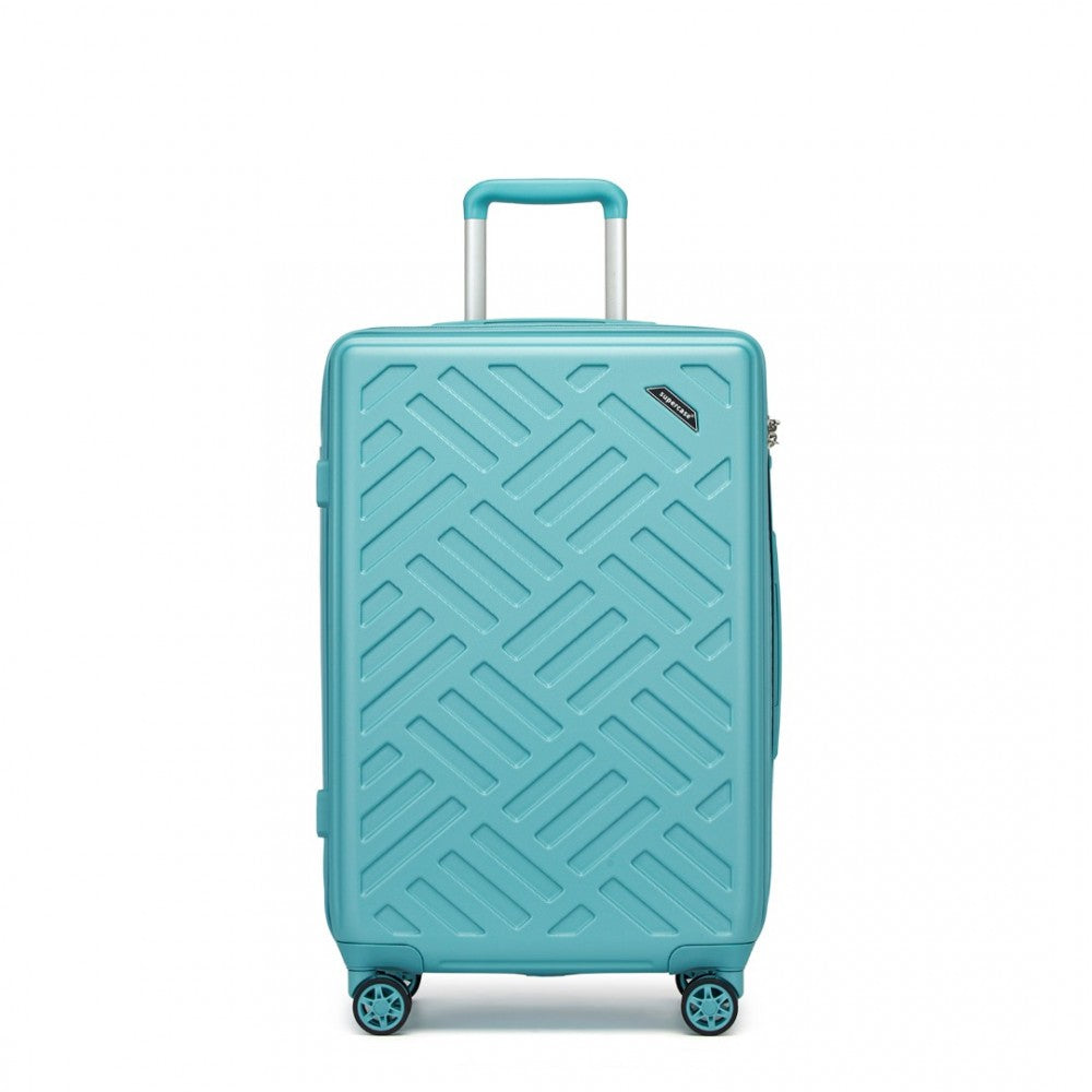 Geometric Pattern ABS+PC Hard Shell Check-In Suitcase with TSA Lock – 24-Inch – Blue