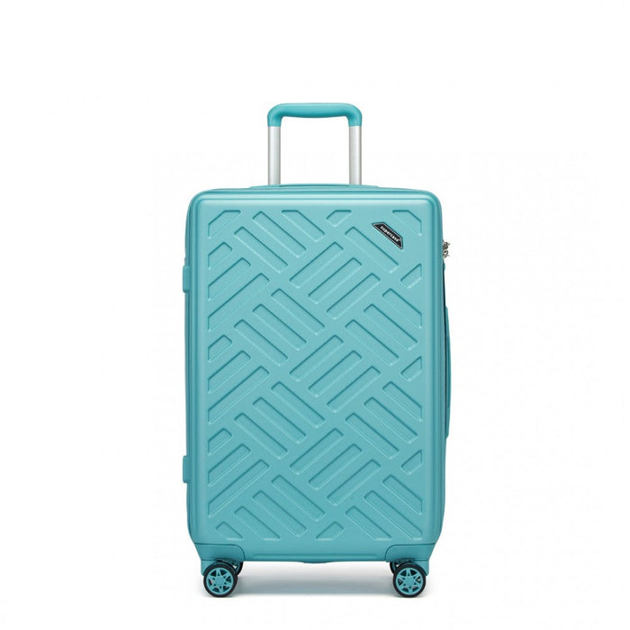 Geometric Pattern ABS+PC Hard Shell Check-In Suitcase with TSA Lock – 24-Inch – Blue