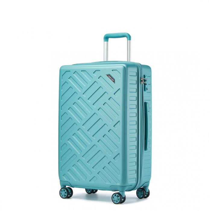 Geometric Pattern ABS+PC Hard Shell Check-In Suitcase with TSA Lock – 24-Inch – Blue
