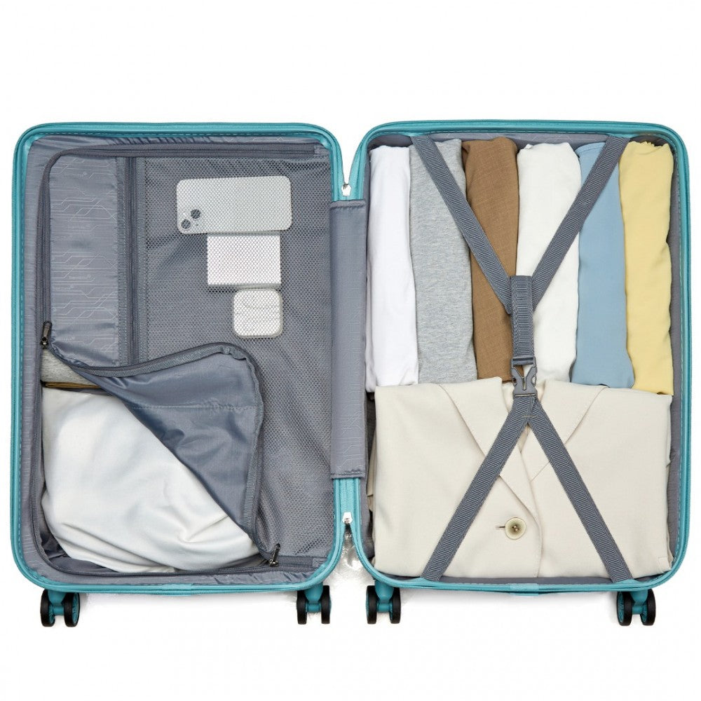 Geometric Pattern ABS+PC Hard Shell Check-In Suitcase with TSA Lock – 24-Inch – Blue
