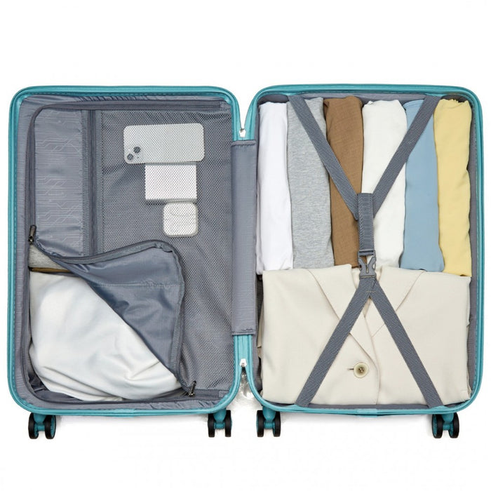 Geometric Pattern ABS+PC Hard Shell Check-In Suitcase with TSA Lock – 24-Inch – Blue