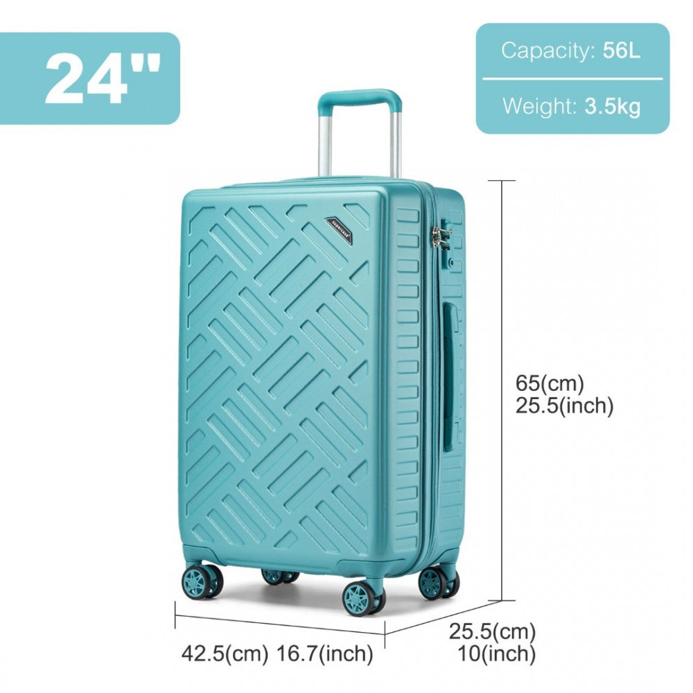 Geometric Pattern ABS+PC Hard Shell Check-In Suitcase with TSA Lock – 24-Inch – Blue