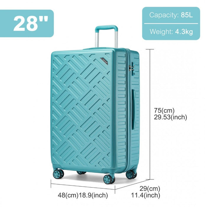 Geometric Pattern ABS+PC Hard Shell Check-In Suitcase with TSA Lock – 28-Inch – Blue