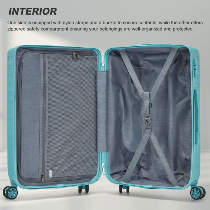 Geometric Pattern ABS+PC Hard Shell Check-In Suitcase with TSA Lock – 28-Inch – Blue
