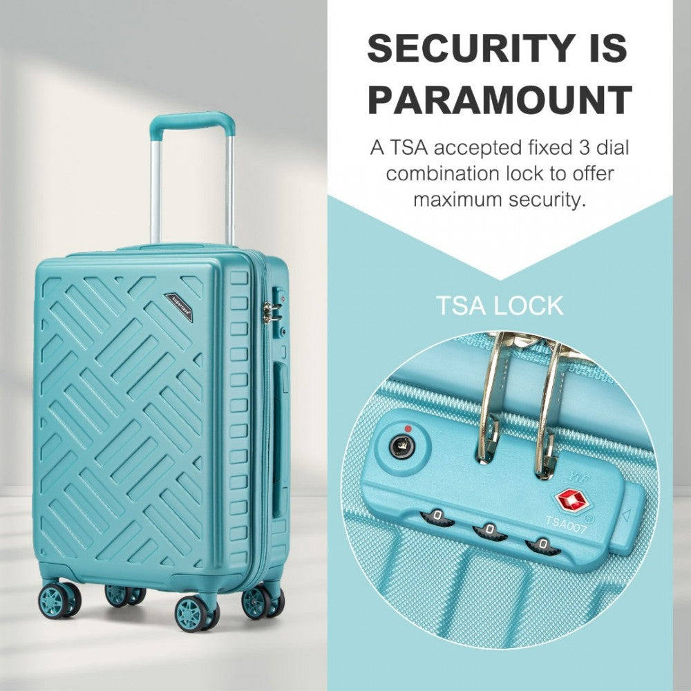 Geometric Pattern ABS+PC Hard Shell Check-In Suitcase with TSA Lock – 24-Inch – Blue