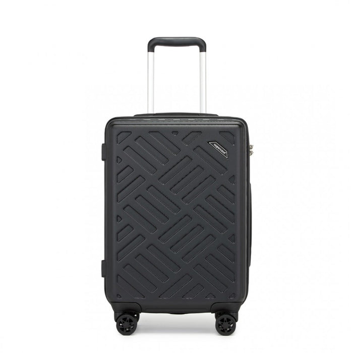 Geometric Pattern ABS+PC Hard Shell Cabin Carry-On Suitcase with TSA Lock – 20-Inch – KSS2495 – Black
