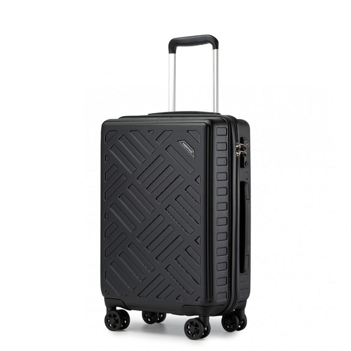 Geometric Pattern ABS+PC Hard Shell Cabin Carry-On Suitcase with TSA Lock – 20-Inch – KSS2495 – Black