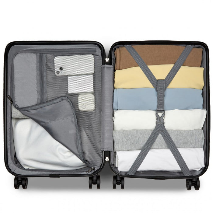 Geometric Pattern ABS+PC Hard Shell Cabin Carry-On Suitcase with TSA Lock – 20-Inch – KSS2495 – Black