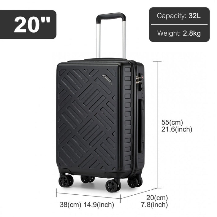 Geometric Pattern ABS+PC Hard Shell Cabin Carry-On Suitcase with TSA Lock – 20-Inch – KSS2495 – Black