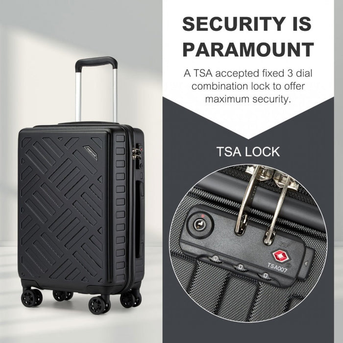 Geometric Pattern ABS+PC Hard Shell Cabin Carry-On Suitcase with TSA Lock – 20-Inch – KSS2495 – Black