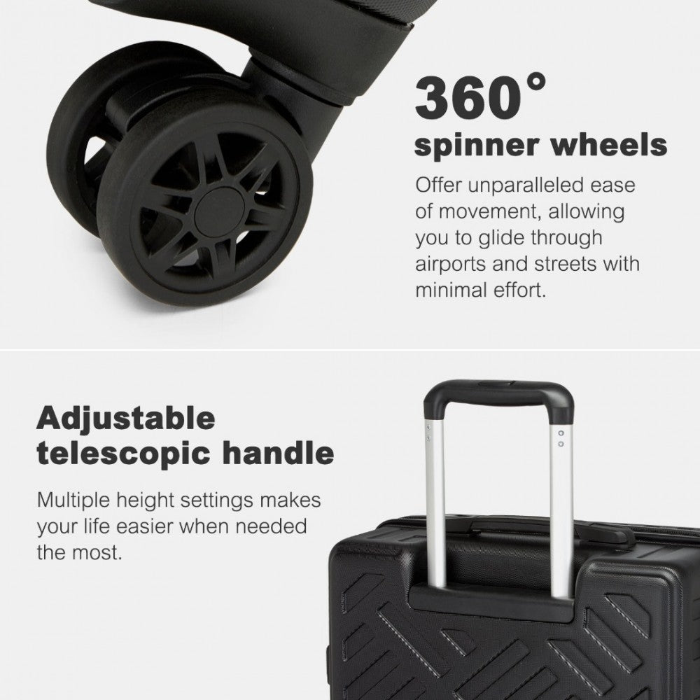 Geometric Pattern ABS+PC Hard Shell Check-In Suitcase with TSA Lock – 24-Inch – Black