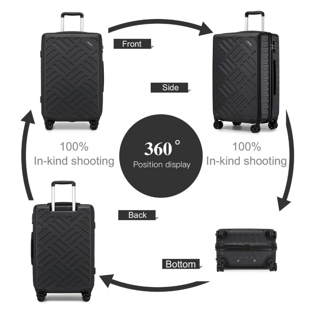 Geometric Pattern ABS+PC Hard Shell Check-In Suitcase with TSA Lock – 24-Inch – Black