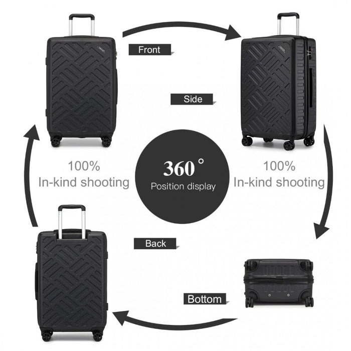 Geometric Pattern ABS+PC Hard Shell Check-In Suitcase with TSA Lock – 28-Inch – Black