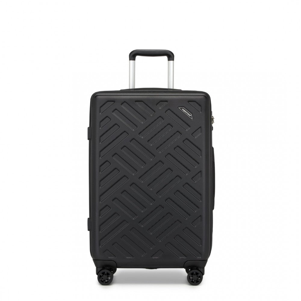 Geometric Pattern ABS+PC Hard Shell Check-In Suitcase with TSA Lock – 24-Inch – Black