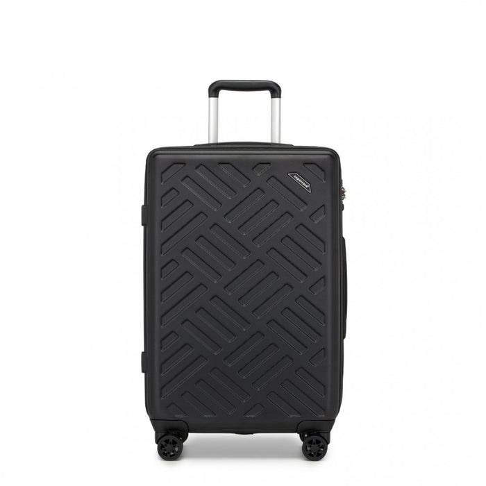 Geometric Pattern ABS+PC Hard Shell Check-In Suitcase with TSA Lock – 24-Inch – Black