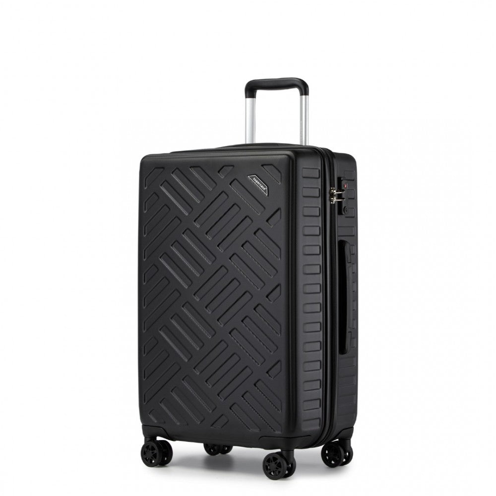 Geometric Pattern ABS+PC Hard Shell Check-In Suitcase with TSA Lock – 24-Inch – Black