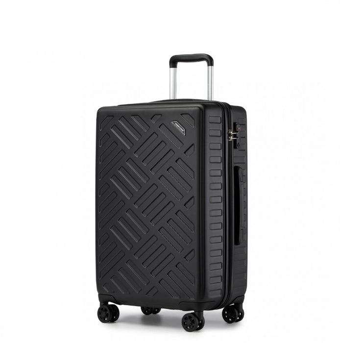 Geometric Pattern ABS+PC Hard Shell Check-In Suitcase with TSA Lock – 24-Inch – Black