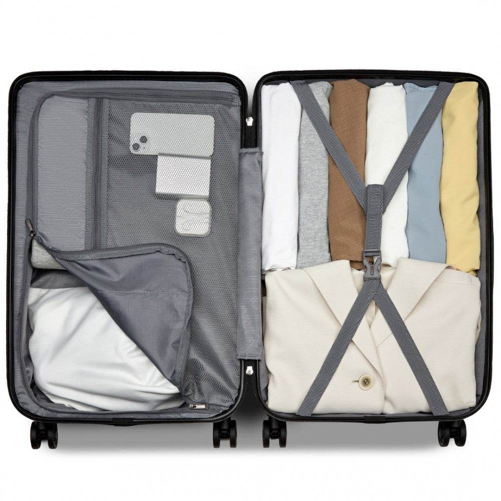 Geometric Pattern ABS+PC Hard Shell Check-In Suitcase with TSA Lock – 24-Inch – Black