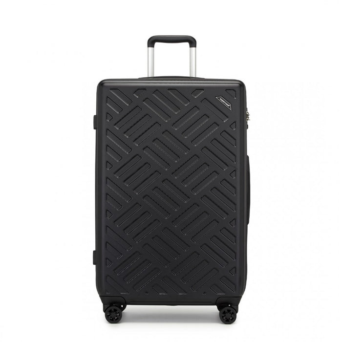 Geometric Pattern ABS+PC Hard Shell Check-In Suitcase with TSA Lock – 28-Inch – Black