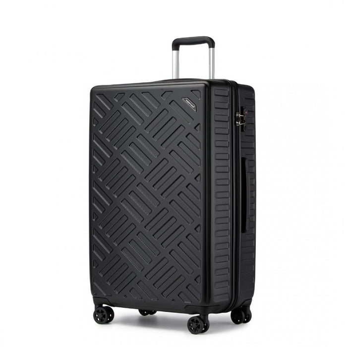 Geometric Pattern ABS+PC Hard Shell Check-In Suitcase with TSA Lock – 28-Inch – Black