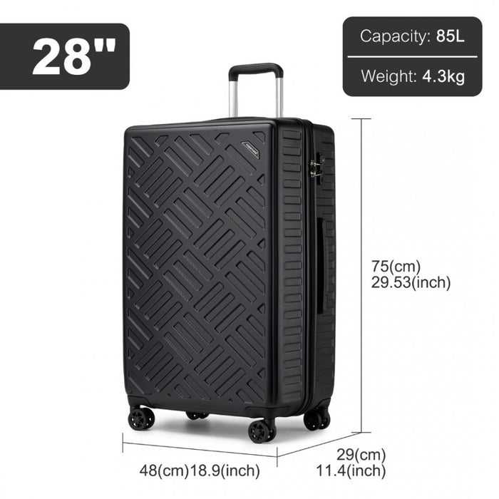 Geometric Pattern ABS+PC Hard Shell Check-In Suitcase with TSA Lock – 28-Inch – Black