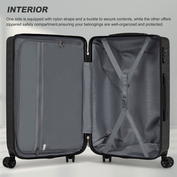 Geometric Pattern ABS+PC Hard Shell Check-In Suitcase with TSA Lock – 28-Inch – Black