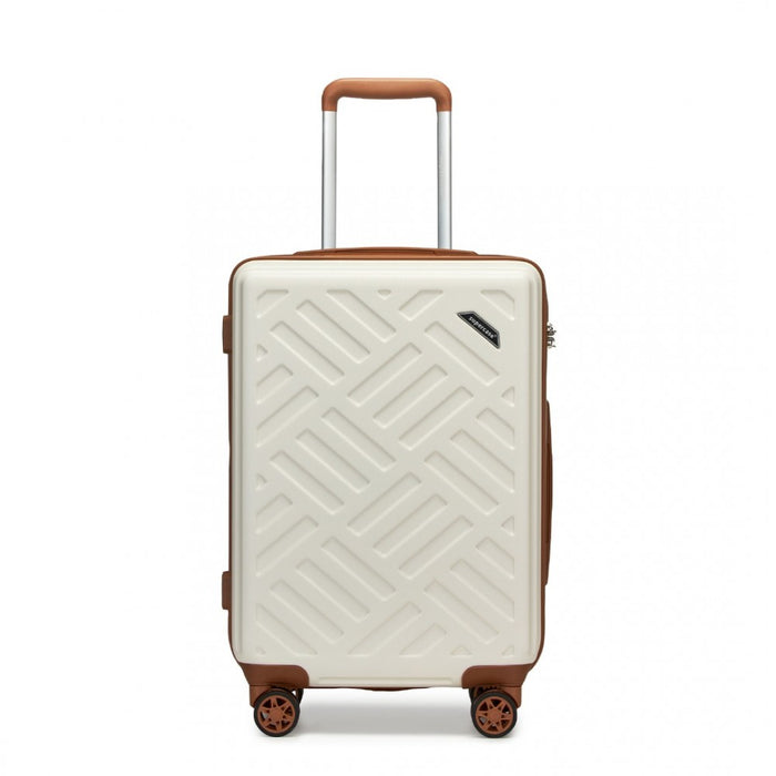 Geometric Pattern ABS+PC Hard Shell Cabin Carry-On Suitcase – 20-Inch – Cream and Brown