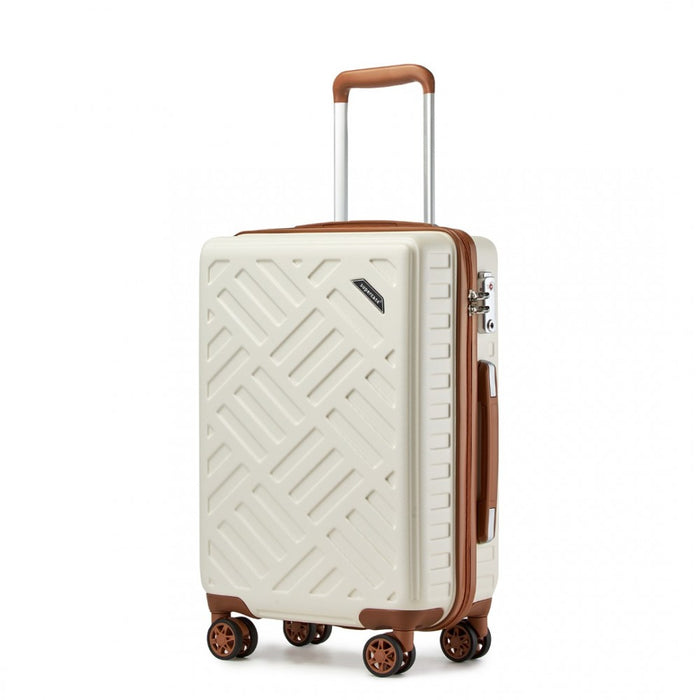 Geometric Pattern ABS+PC Hard Shell Cabin Carry-On Suitcase – 20-Inch – Cream and Brown