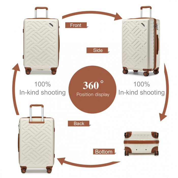 Geometric Pattern ABS+PC Hard Shell Check-In Suitcase with TSA Lock – 24-Inch – Cream and Brown