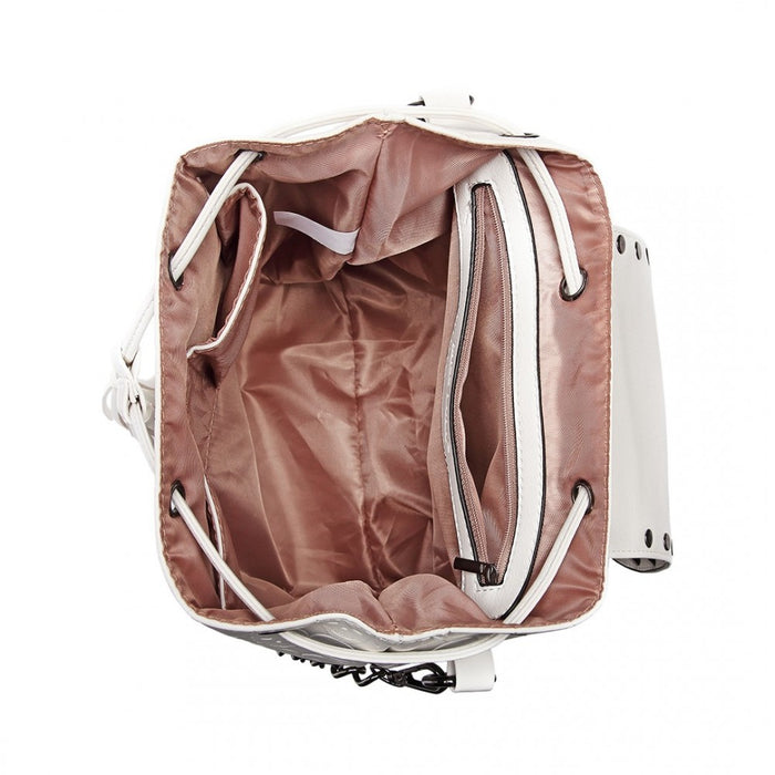 Skull Studded Backpack Shoulder Bag – Beige