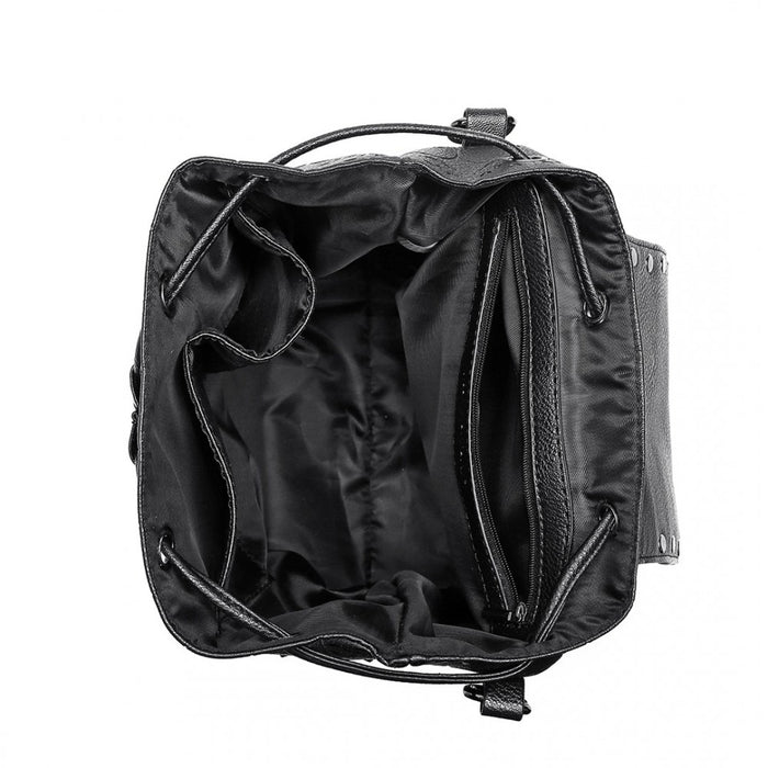 Skull Studded Backpack Shoulder Bag – Black