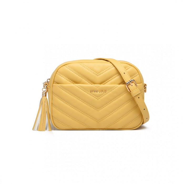 Lightweight Quilted PU Leather Crossbody Bag – Yellow