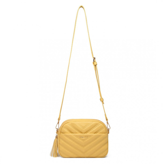 Lightweight Quilted PU Leather Crossbody Bag – Yellow