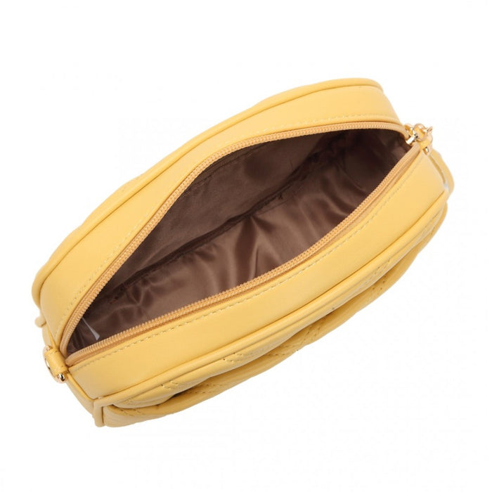 Lightweight Quilted PU Leather Crossbody Bag – Yellow