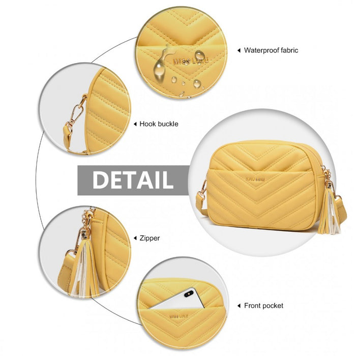 Lightweight Quilted PU Leather Crossbody Bag – Yellow