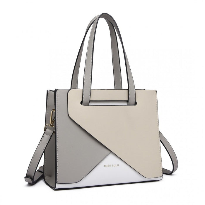 Contrast Panel Shoulder Bag – Grey and Beige
