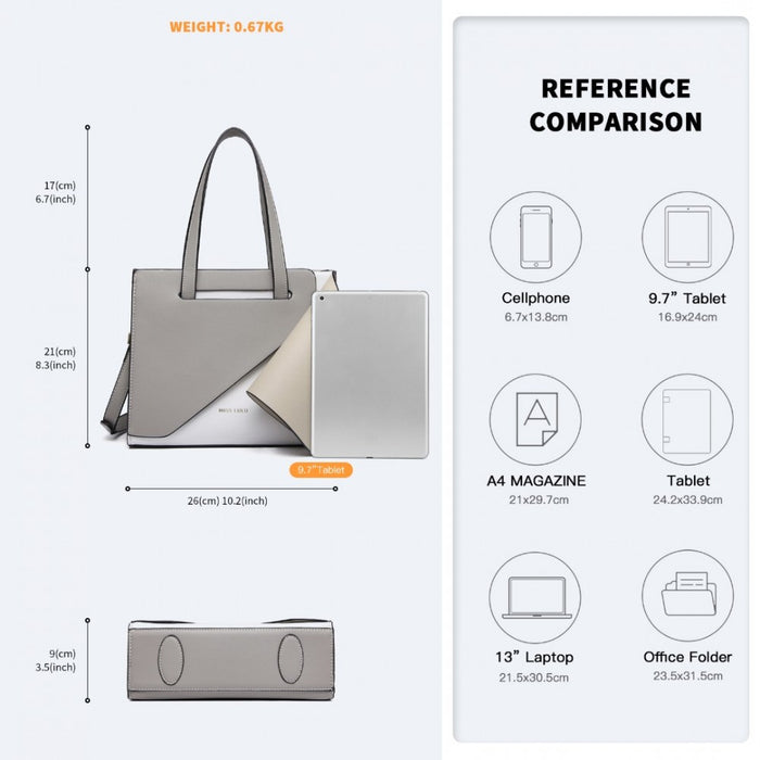 Contrast Panel Shoulder Bag – Grey and Beige