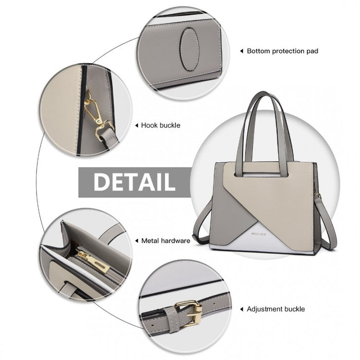 Contrast Panel Shoulder Bag – Grey and Beige