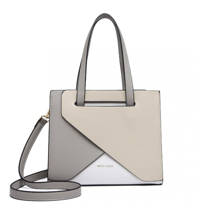 Contrast Panel Shoulder Bag – Grey and Beige