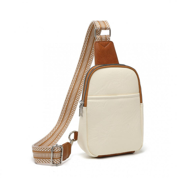 Convertible PU Leather Multi-Wear Chest Bag – Beige and Brown