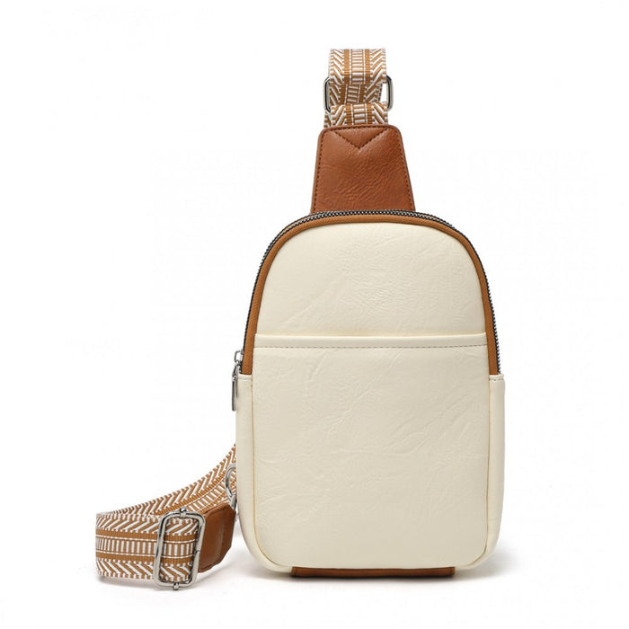 Convertible PU Leather Multi-Wear Chest Bag – Beige and Brown