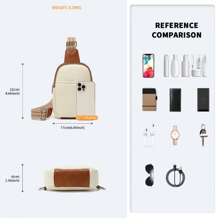 Convertible PU Leather Multi-Wear Chest Bag – Beige and Brown