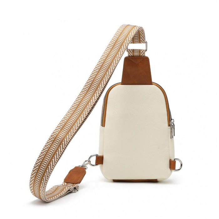 Convertible PU Leather Multi-Wear Chest Bag – Beige and Brown