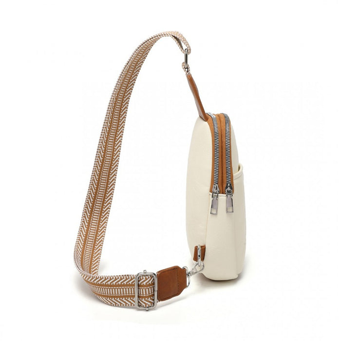 Convertible PU Leather Multi-Wear Chest Bag – Beige and Brown