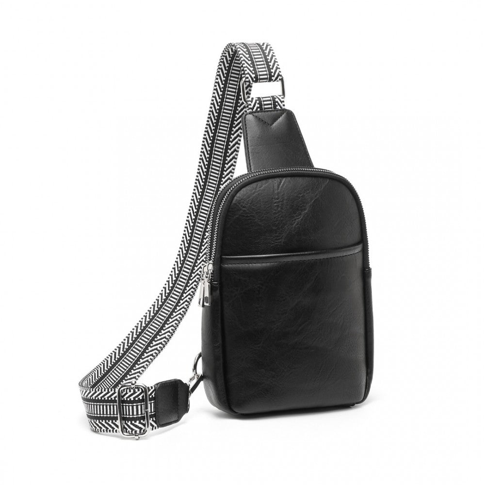 Convertible PU Leather Multi-Wear Chest Bag – Black