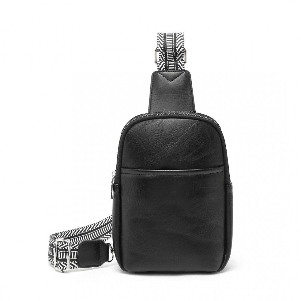 Convertible PU Leather Multi-Wear Chest Bag – Black