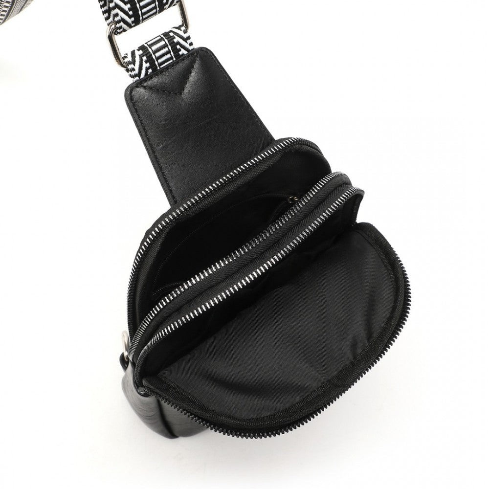 Convertible PU Leather Multi-Wear Chest Bag – Black