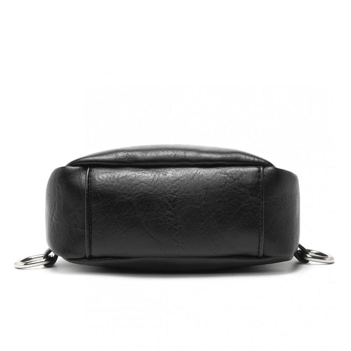 Convertible PU Leather Multi-Wear Chest Bag – Black