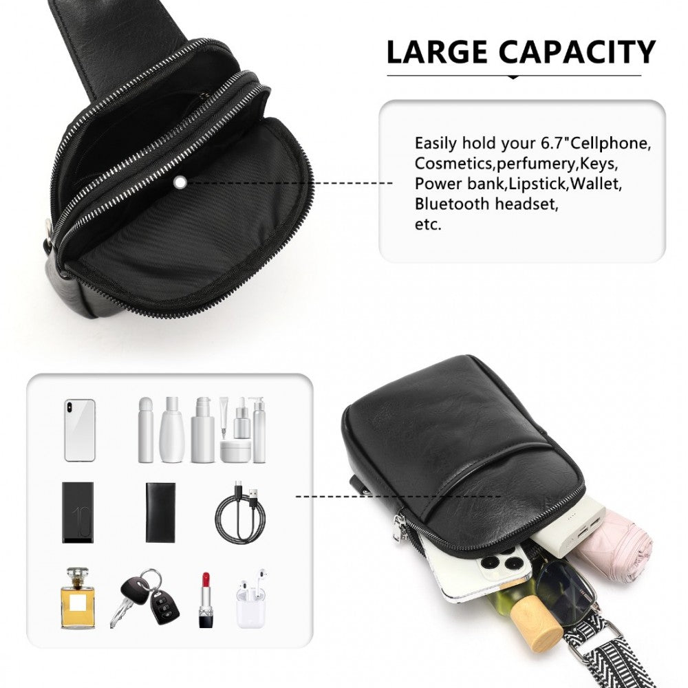 Convertible PU Leather Multi-Wear Chest Bag – Black